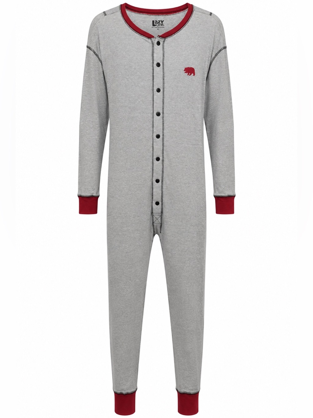 Lazy One Bear Cheeks Buffalo Plaid Butt Flap Pajama Onesie XL